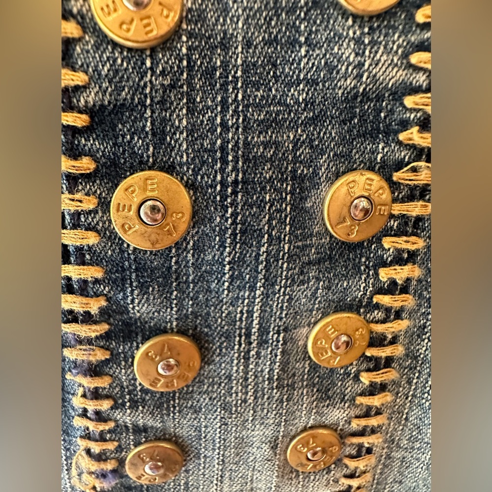 VINTAGE PEPE JEANS LONDON GARMENT DETAILS WOMENS CROP JEAN JE SIZE 28 BLUE - Picture 3 of 12